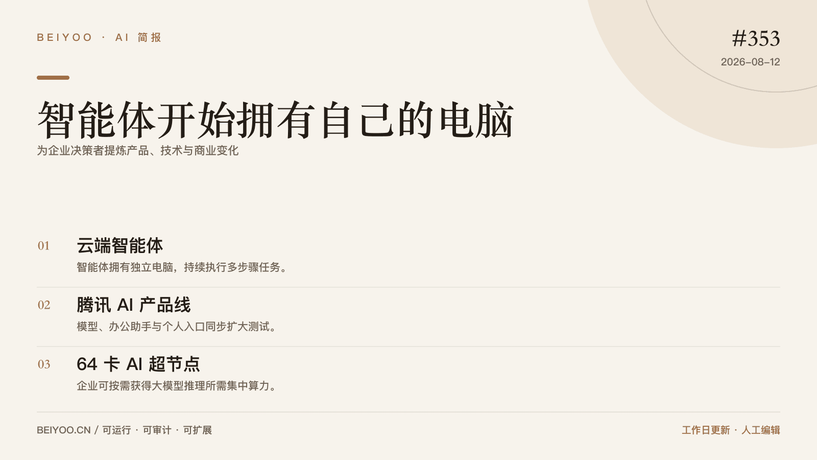 BEIYOO·AI 简报:智能体开始拥有自己的电脑 封面图
